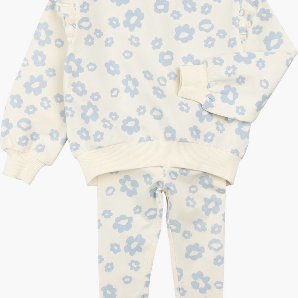 Charming Cream and Blue Floral Kids Set
